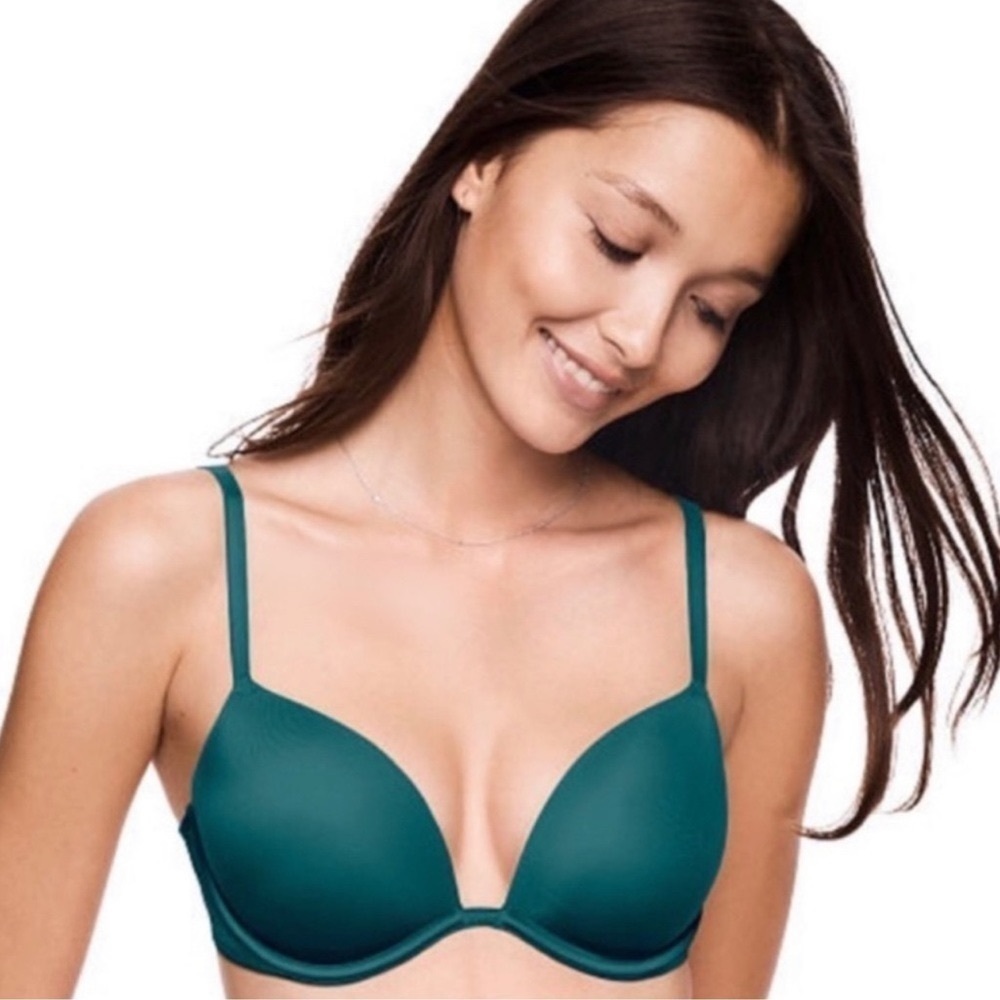 Victoria’s Secret Wear Everywhere Super Push Up Bra Green 36D - Picture 2 of 11